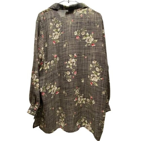 Jaclyn Smith Women's 18W Floral Semi Sheer Blouse Tunic Button Up Elegant NWT - Picture 6 of 13